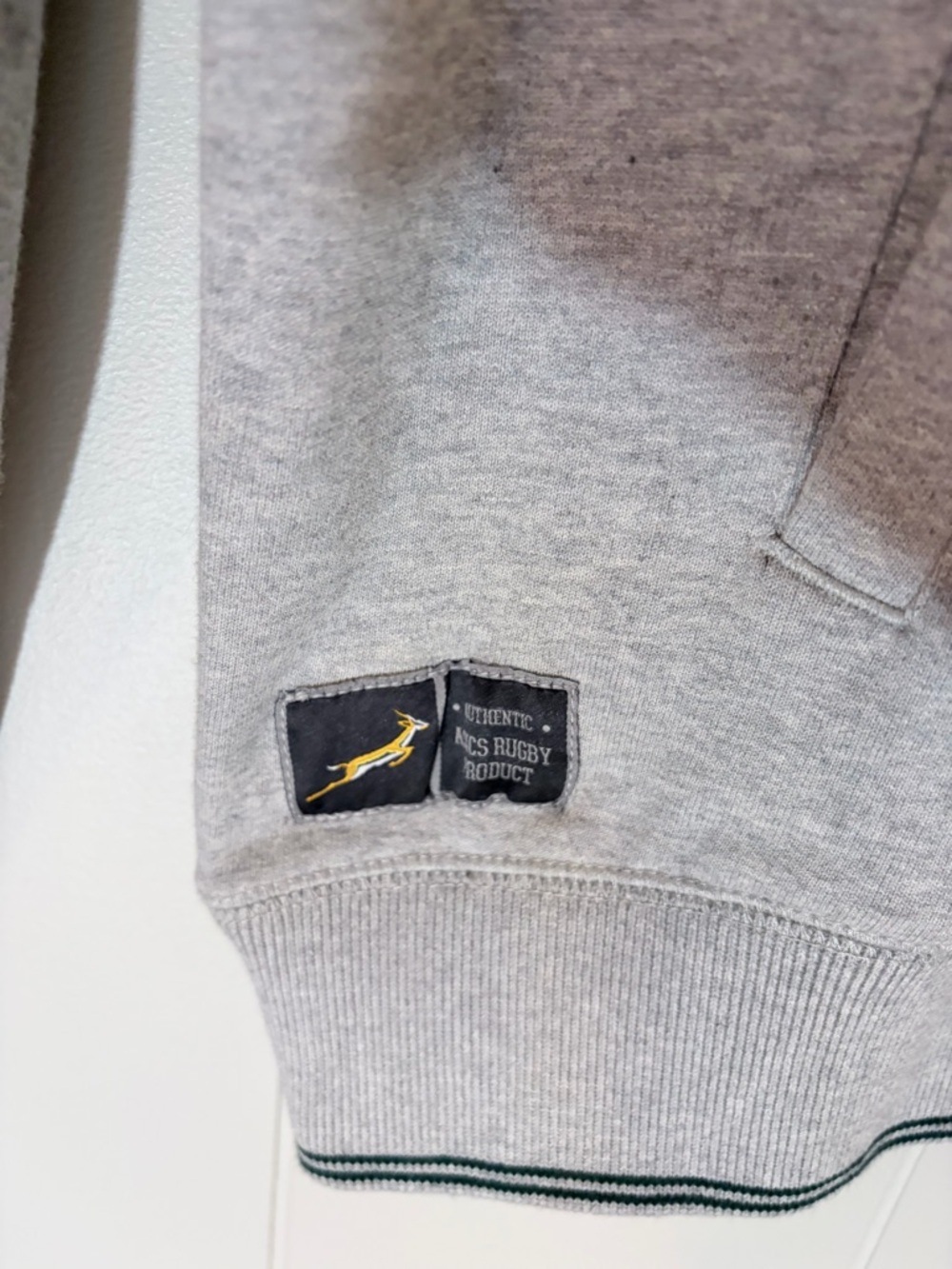 Asics SA Rugby Light Gray Zip Hoodie Embroidered Logos South Africa Springboks M - Picture 4 of 10